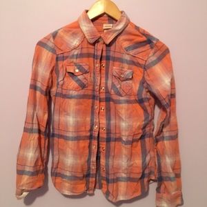 Coral and Purple plaid shirt